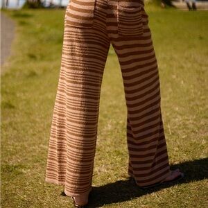 FP Movement by Free People Tan Striped Wide-Leg Pants